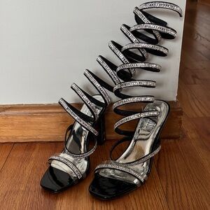J.Renee Black Heels with Silver Spiral Straps